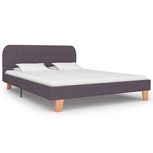 Cadru de pat vidaXL, taupe, 135x190 cm, textil