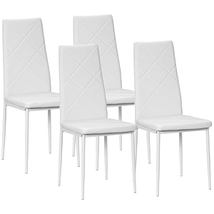 Set de 4 scaune de sufragerie HomCom, 41x50x97cm, PVC, Alb
