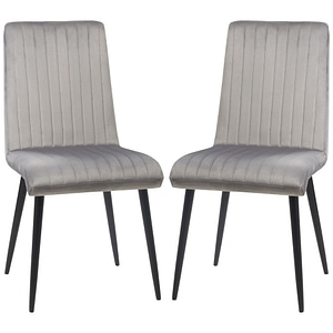 Set 2 scaune de bucatarie moderne HomCom, 43l x 58A x 90H cm, Poliester, Gri