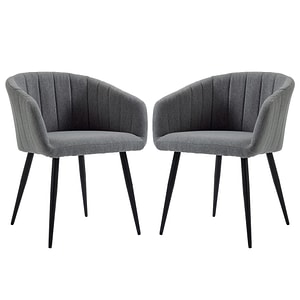 Set 2 scaune capitonate HomCom, 62x56x76 cm,Metal, Gri