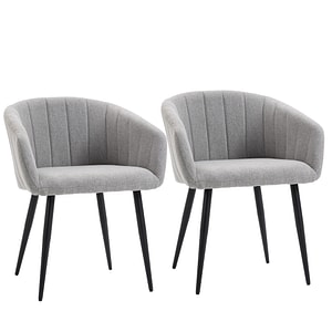 Set 2 scaune tapitate HomCom, 62 56 x 76 cm, Poliester/Metal, Gri deschis/Negru