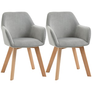 Set 2 scaune pentru sufragerie sau bucatarie HomCom, 54x57x80cm, Poliester, Gri