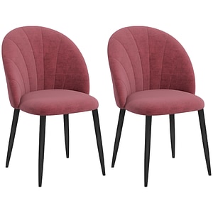 Set 2 scaune de sufragerie HomCom, 52L x 54P x 79A cm, Metal, Rosu