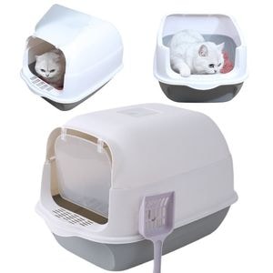 Litiera acoperita pentru pisici KOT14, cu filtru neutralizare mirosuri si lopatica, 34 x 35 x 50 cm