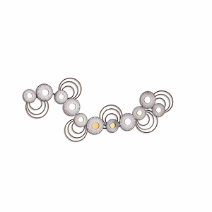 Panou metalic decorativ perete 3D Deco Art Studio Casa, 101 x 41 cm, Inele metalice, Argintiu