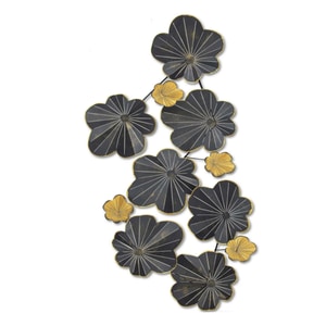 Panou metalic decorativ perete 3D Deco Art Studio Casa, 120 x 61 cm, Bougainvillea, Negru