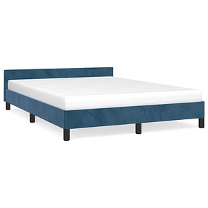 Cadru de pat vidaXL fara saltea, albastru inchis, 140x190 cm, catifea