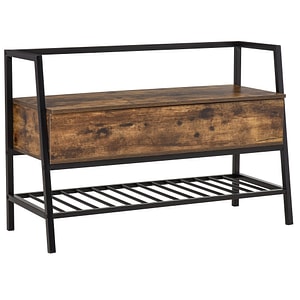 Banca suport pantofi stil industrial HomCom, 90x37x60cm, PAL, Maro