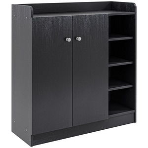 Dulap pentru pantofi HomCom, 83x30x90 cm, PAL, Negru
