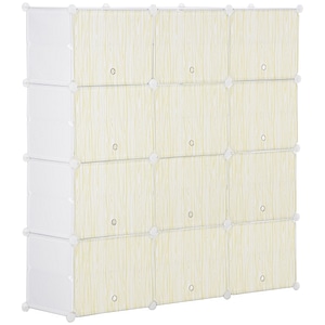 Dulap pantofi 12 incaperi HomCom, 125x32x125 cm, Plastic/Otel, Alb/Crem