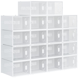 Organizator incaltaminte modular cu 18 cuburi cu ventilatie Homcom, 28x36x21 cm, PP, Alb/Transparent
