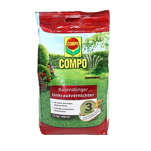 Ingrasamant gazon Compo, combinatie optima de ierbicid si fertilizator, 12 kg, 400mp, granule