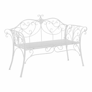 Banca DacEnergy, realizata din metal, culoare alba, design deosebit, 131 x 49 x 89 cm