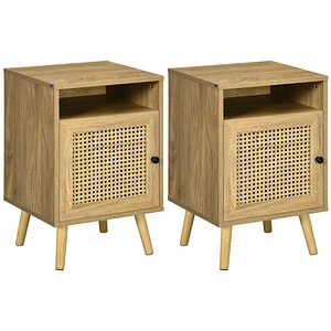 Set 2 noptiere HomCom, 39x35x60cm, PAL/Ratan/MDF, Maro