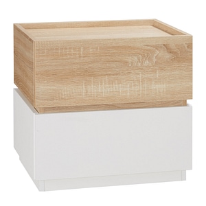 Noptiera dormitor 2 sertare HomCom, 50x40x47.5 cm, PAL, Natural/Alb