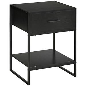 Noptiera moderna cu spatiu de depozitare Homcom, 45x40x60cm, PAL/Otel, Negru