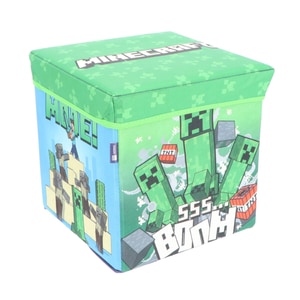 Taburet Pliabil cu Spatiu de Depozitare Minecraft, Tip Cutie, Sarcina Maxima 80 kg, 30x30x30 cm, Multicolor