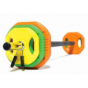 Haltera cu greutati Zoco Body Fit GL002, Greutate totala 20 kg, Multicolor