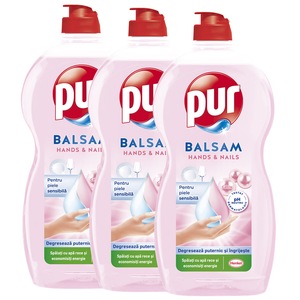 Detergent de vase Pur Hands & Nails pentru piele sensibila, 3 buc x 1200 ml