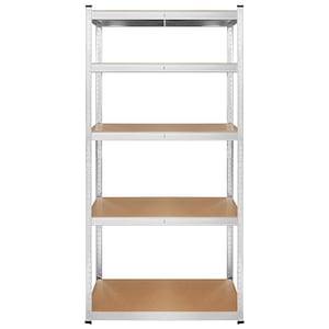 Raft Metalic de Depozitare cu 5 Polite din MDF, Dimensiuni 180 x 70 x 40 cm, Sarcina maxima de 875Kg, Culoare Argintiu