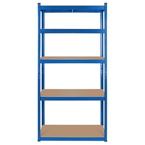 Raft Metalic de Depozitare cu 5 Polite din MDF, Dimensiuni 180x90x40 cm, Sarcina maxima de 750Kg, Culoare Albastru