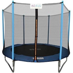 Trambulina AliBibi Fun 508, albastra, diametru 244 cm ( 8 FT ), plasa de siguranta, scara inclusa, plasa rezistenta UV, structura metal