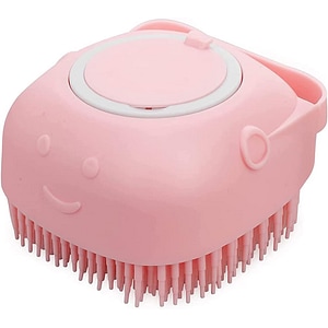 Perie de spalat Fish & Paws, pentru caini si pisici cu rezervor incorporat de sampon din silicon multifunctionala de ingrijire pentru animale de companie, Roz