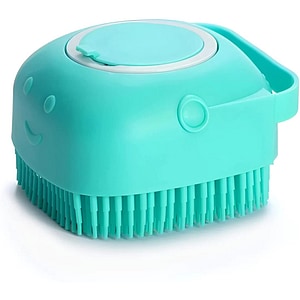 Perie de spalat Fish & Paws, pentru caini si pisici cu rezervor incorporat de sampon din silicon multifunctionala de ingrijire pentru animale de companie, Albastru