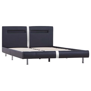 Cadru de pat vidaXL, cu LED, negru, 140 x 200 cm, piele artificiala