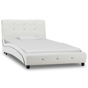 Pat cu saltea vidaXL,  spuma memorie, alb, 90x200 cm, piele ecologica