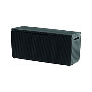 Lada de depozitare DacEnergy, realizat din PVC, cu model imitatie ratan, cu capac, 305 l, 123 x 53.5 x 57 cm