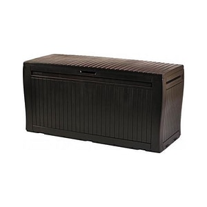 Lada de depozitare DacEnergy, realizat din PVC, cu rotile, cu capac, 270 l, 117 x 45 x 57.5 cm, maro