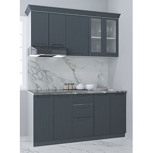 Set bucatarie cu soft-close si fronturi MDF Badenmob, seria Space, 160.01 cm, Antracit