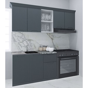Set bucatarie cu soft-close si fronturi MDF Badenmob, seria Space, 180 cm, Antracit