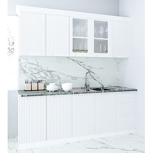 Set bucatarie cu soft-close si fronturi MDF Badenmob, seria Space, 200.02 cm, Alb Rustic