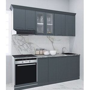 Set bucatarie cu soft-close si fronturi MDF Badenmob, seria Space, 200 cm, Antracit