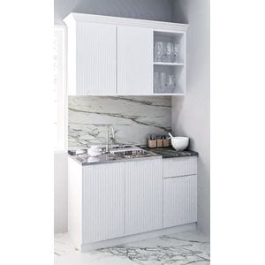 Set bucatarie cu soft-close si fronturi MDF Badenmob, seria Space, 120.01 cm, Alb Rustic