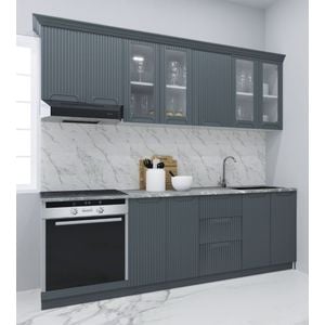Set bucatarie cu soft-close si fronturi MDF Badenmob, seria Space, 220 cm, Antracit