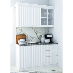 Set bucatarie cu soft-close si fronturi MDF Badenmob, seria Space, 140.01 cm, Alb Rustic