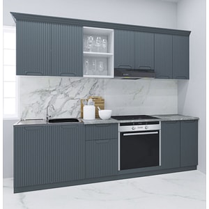 Set bucatarie cu soft-close si fronturi MDF Badenmob, seria Space, 240.01cm, Antracit