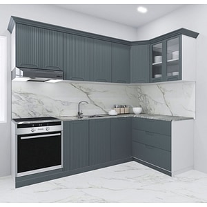 Set bucatarie Colt cu soft-close si fronturi MDF Badenmob, seria Space, 240/140 Antracit, montaj reversibil