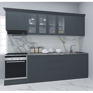 Set bucatarie cu soft-close si fronturi MDF Badenmob, seria Space, 260.02cm, Antracit