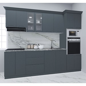Set bucatarie cu soft-close si fronturi MDF Badenmob, seria Space, 260cm, Antracit