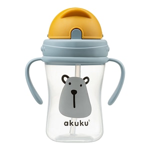 Cana cu pai din silicon Akuku A0203, 9-12 luni, 300 ml, Bear