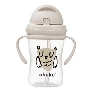 Cana cu pai din silicon Akuku A0204, 9-12 luni, 300 ml, Owl