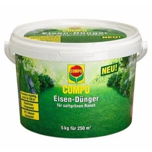 Ingrasamant gazon Compo, granulat, contine 50% fier, suprafata de acoperire 250mp, 5 kg