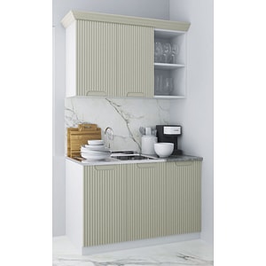 Set bucatarie cu soft-close si fronturi MDF Badenmob, seria Space, 120cm, Crem