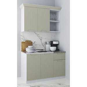 Set bucatarie cu soft-close si fronturi MDF Badenmob, seria Space, 120.01cm, Crem