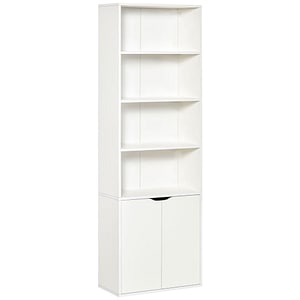 Dulap cu biblioteca cu 4 rafturi HomCom, 59 x 29 x 180 cm, lemn Alb