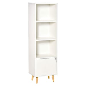 Biblioteca cu 3 rafturi HomCom, 40L x 30l x 129.5Icm, PAL, Alb